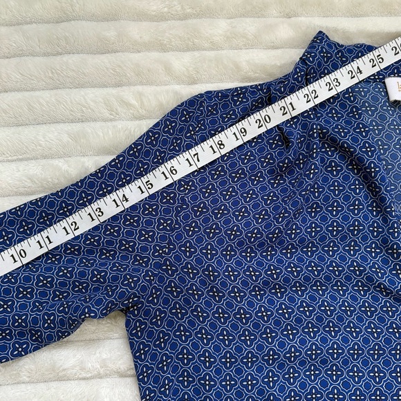 4/25$ LAUNDRY By Shelli Segal Blouse Patterned Workwear Size Large - Picture 7 of 7
